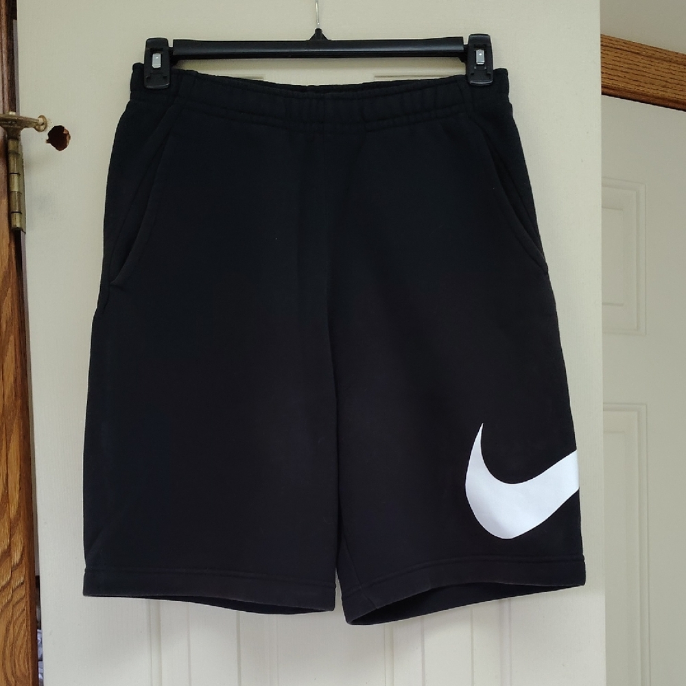 Nike Men's Black Athletic Shorts with White Logo